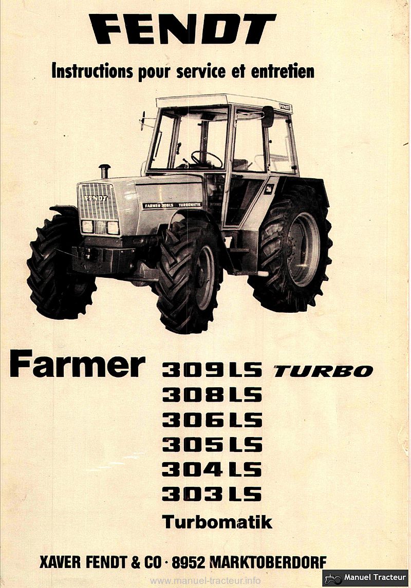 Première page du Manuel instructions FENDT FARMER 303 304 305 306 308 309 LS