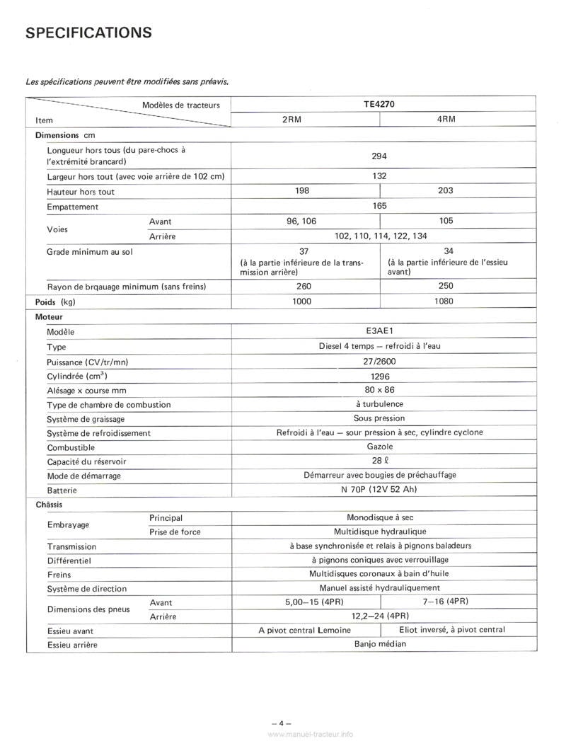 Extrait du guide de réparation - Notice d'utilisation tracteur Iseki TE4270