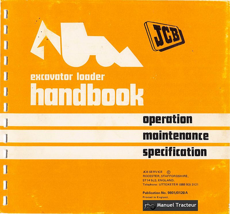 Première page du Manuel entretien excavateur chargeur JCB 2D 3C 3D 2DS 3CS 700