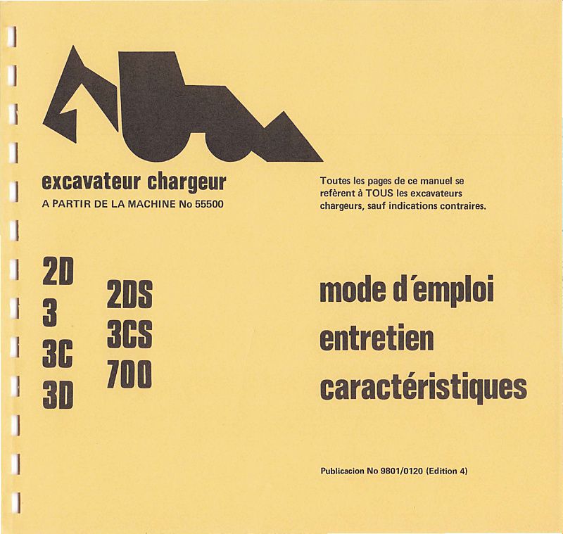 Troisième page du Manuel entretien excavateur chargeur JCB 2D 3C 3D 2DS 3CS 700