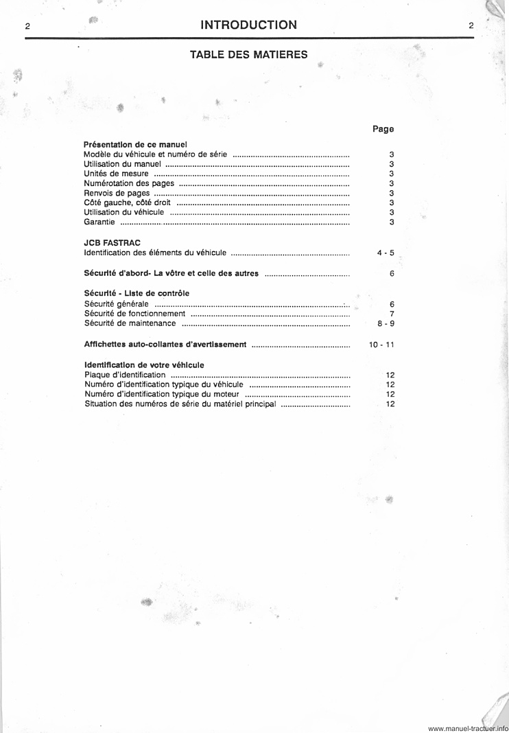 Quatrième page du Manuel utilisateur JCB Fastrac