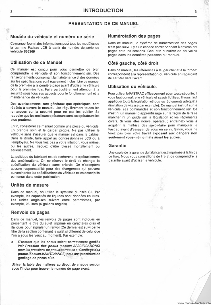 Sixième page du Manuel utilisateur JCB Fastrac