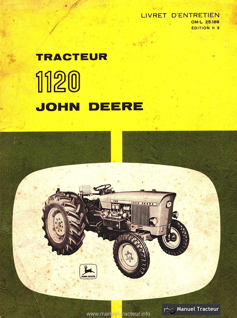 Première page du Livret entretien JOHN DEERE 1120