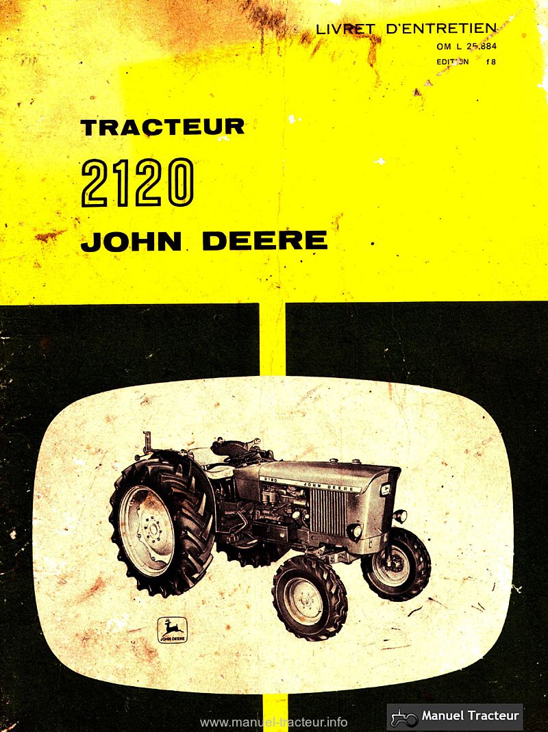 Première page du Livret d'entretien John Deere 2120