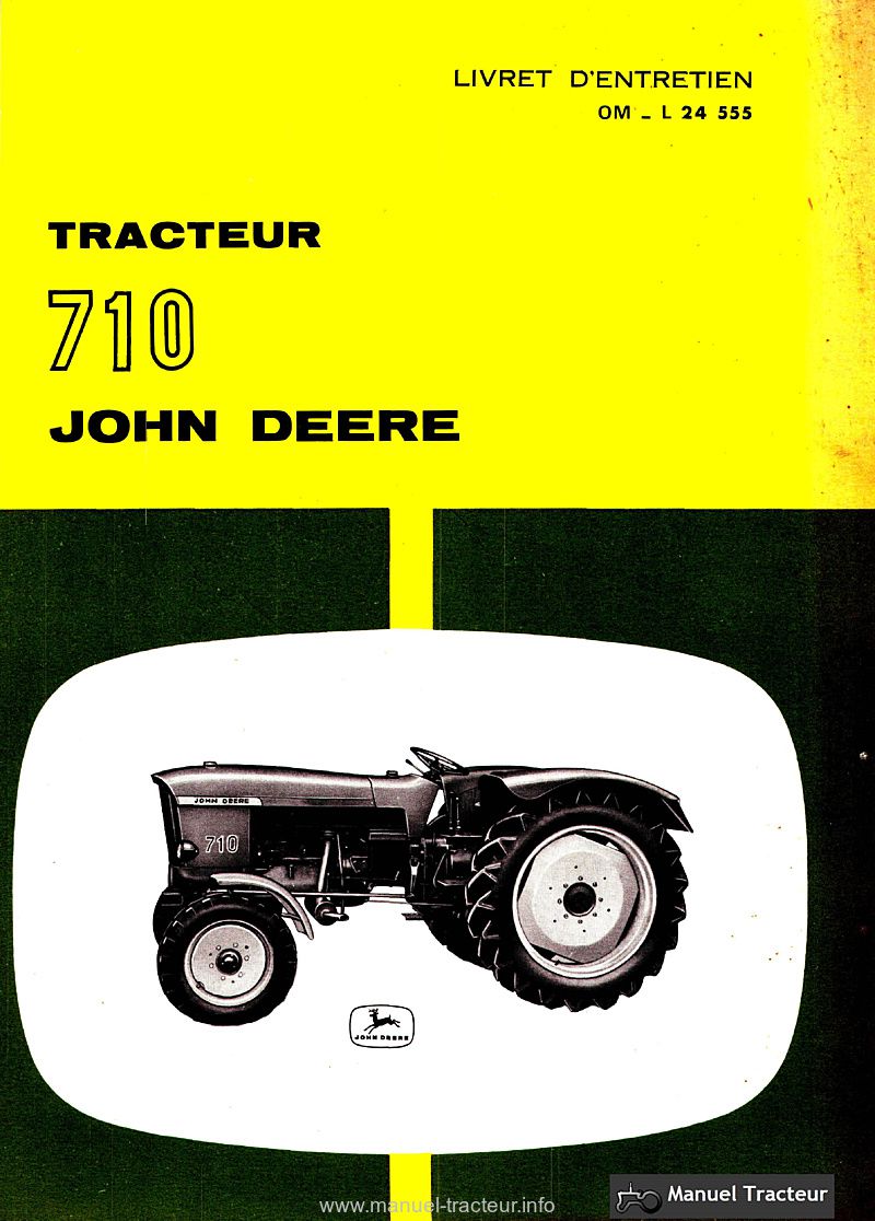 Première page du Livret d'entretien John Deere 710