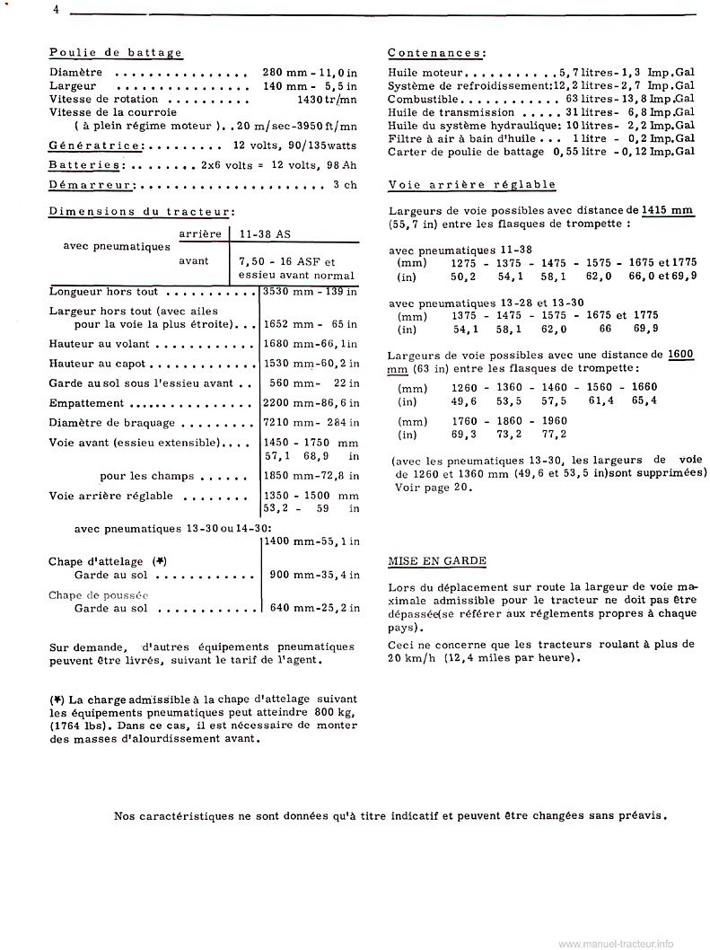 Sixième page du Livret d'entretien John Deere 710