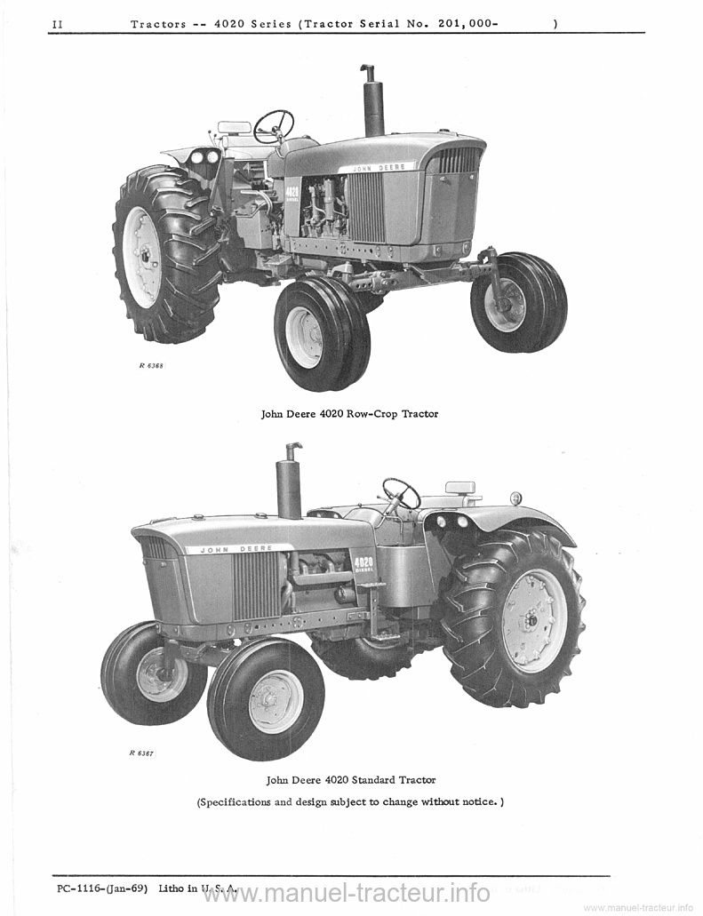 Quatrième page du Parts catalog JOHN DEERE 4020