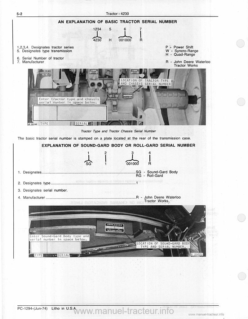 Troisième page du Parts catalog JOHN DEERE 4230