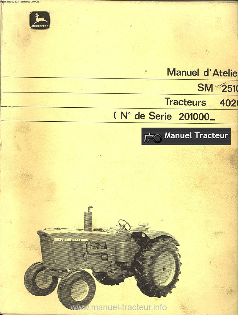 Première page du Manuel atelier JOHN DEERE 4020