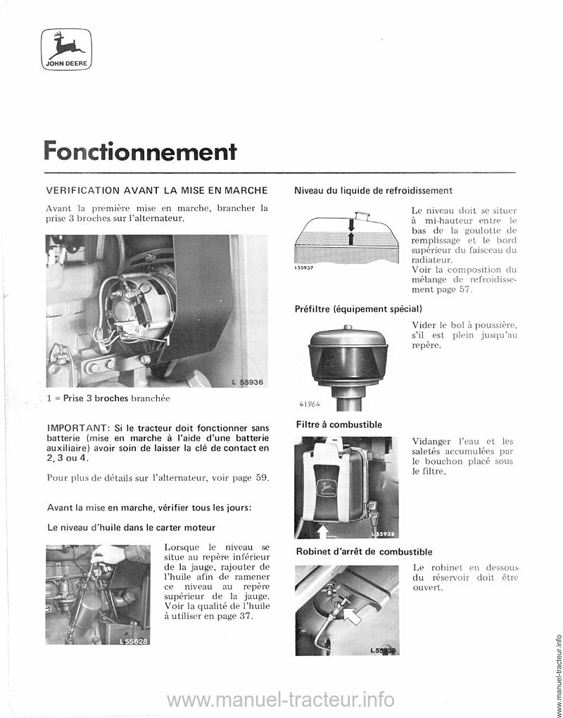 Sixième page du Livret entretien JOHN DEERE 3130