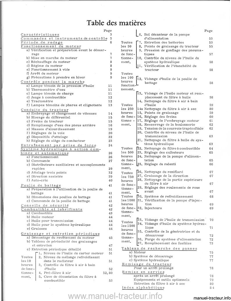 Troisième page du Livret entretien JOHN DEERE 510 