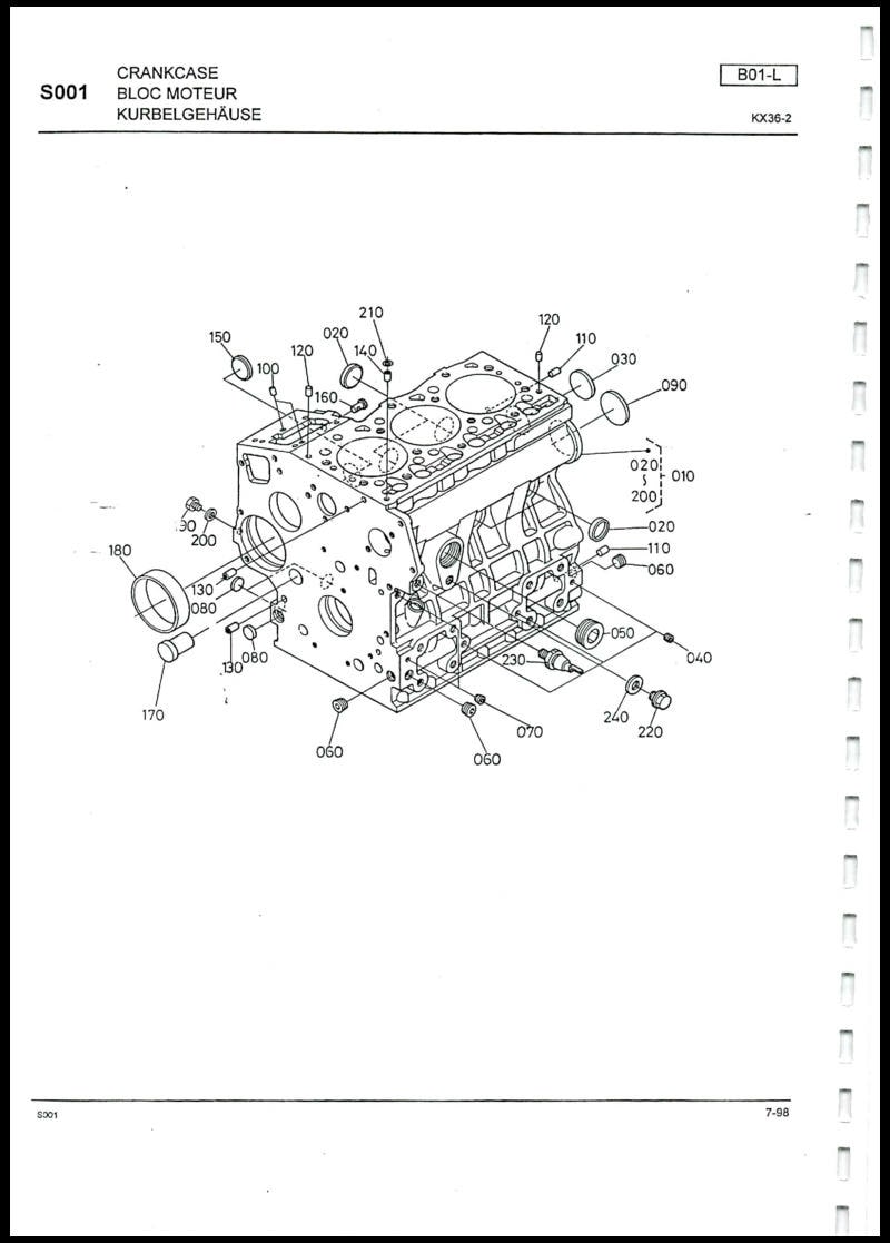 Cinquième page du Liste des pièces détachées pelleteuse Kubota KX36-2