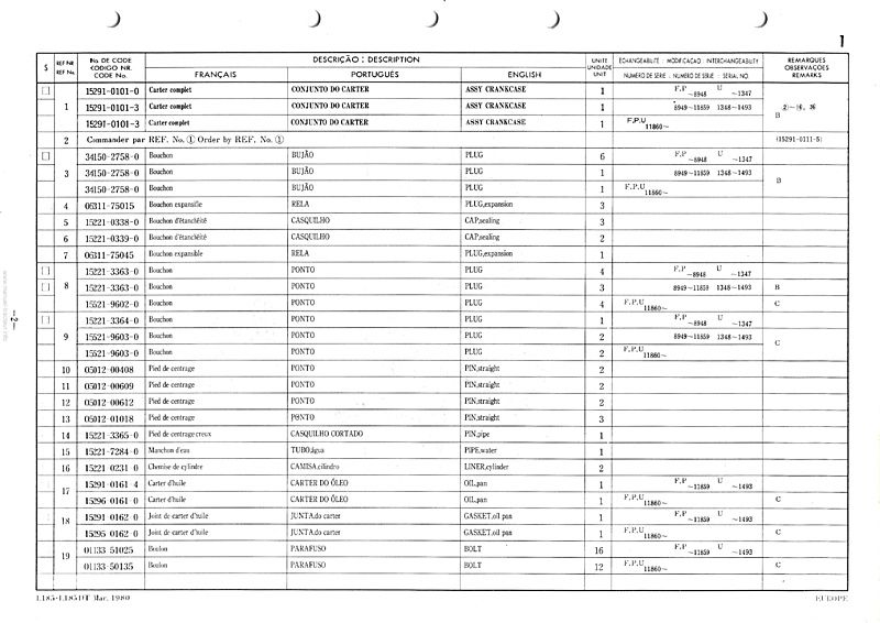 Onzième page du Liste des pièces de rechange tracteurs Kubota L185 L185DT