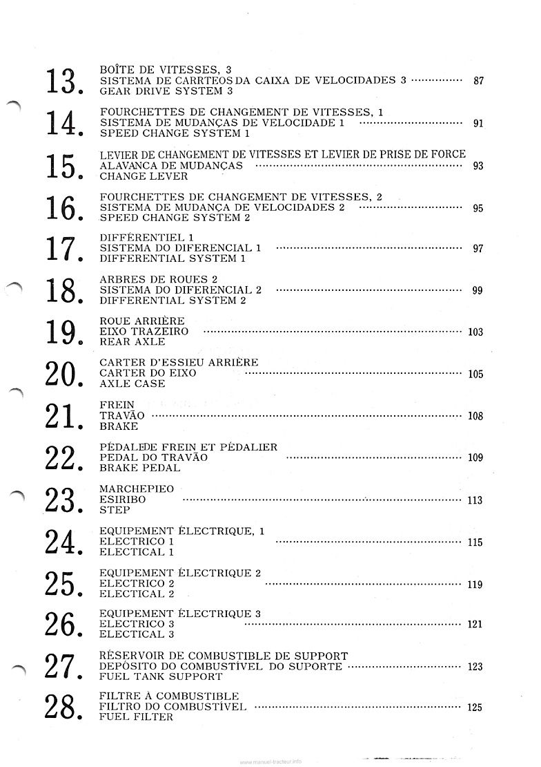 Cinquième page du Liste des pièces de rechange tracteurs Kubota L185 L185DT