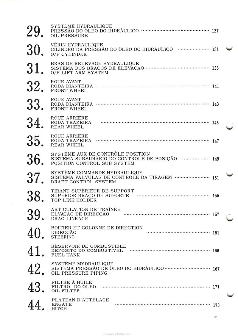 Sixième page du Liste des pièces de rechange tracteurs Kubota L185 L185DT