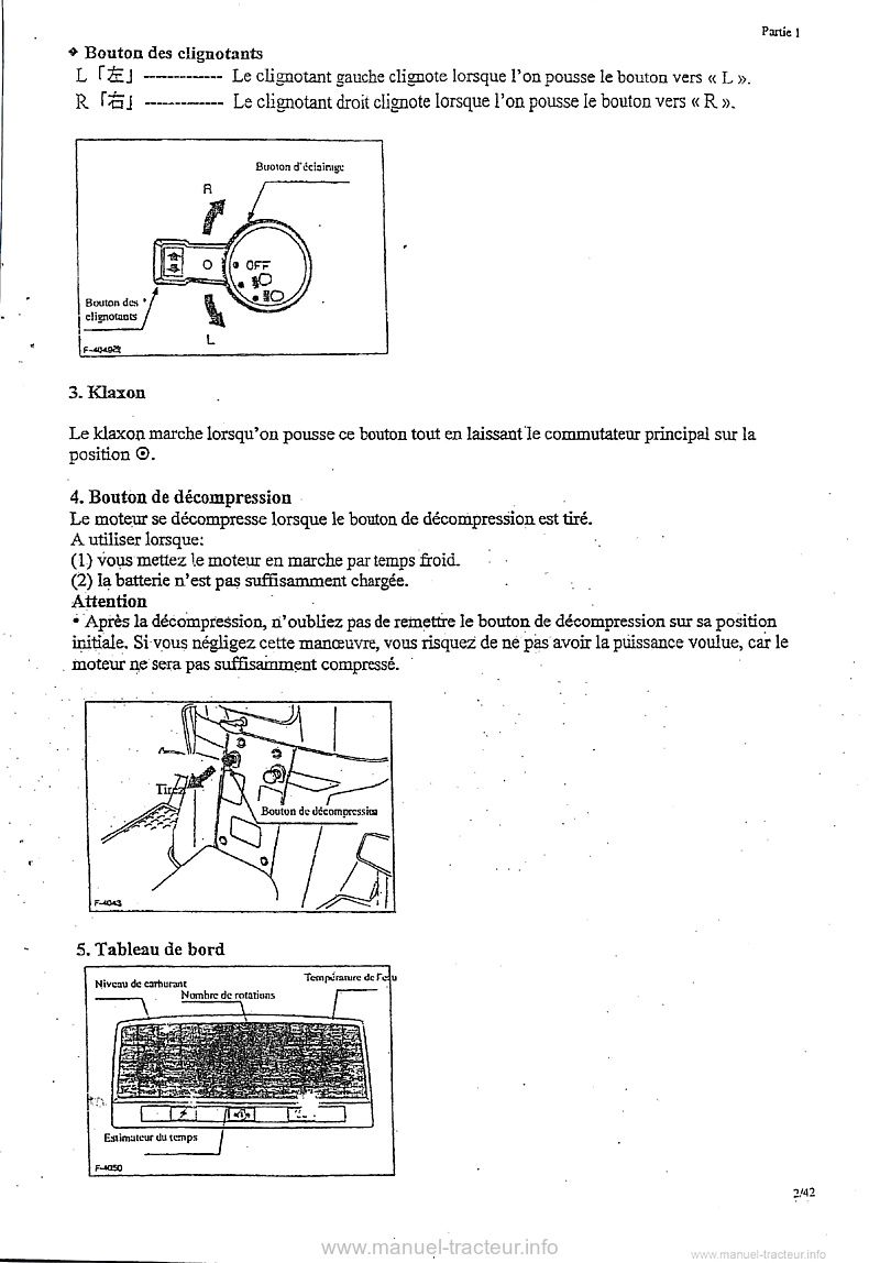 Quatrième page du Manuel entretien Kubota B1-14 B1-15 B1-16 B1-17 B40 B50