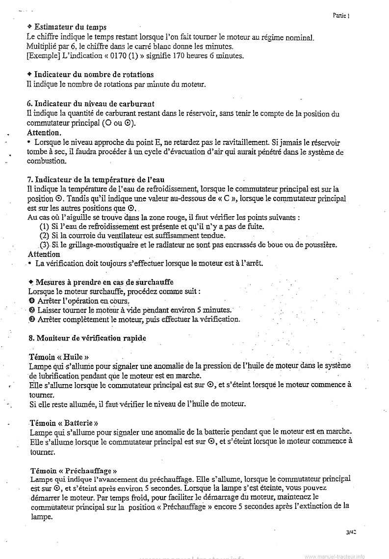 Cinquième page du Manuel entretien Kubota B1-14 B1-15 B1-16 B1-17 B40 B50