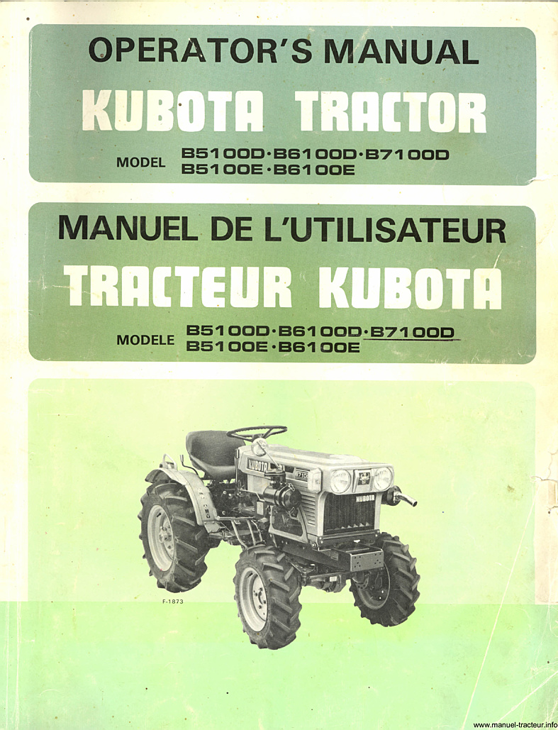 thumbnail image 2 of Kubota B5100D/E B6100D/E B7100D Tractor Operator's Manual – Reprint, Comb Bound, UK 2 of 2