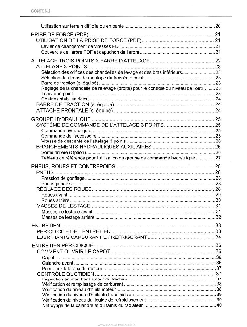 Troisième page du Manuel utilisateur tracteur Kubota B1220