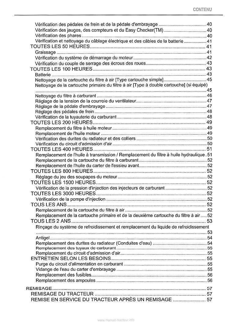 Quatrième page du Manuel utilisateur tracteur Kubota B1220