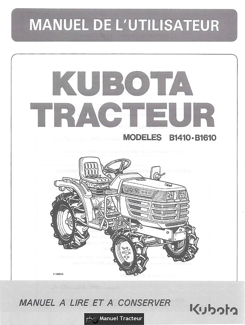 Première page du Manuel utilisateur Kubota B1410 B1610