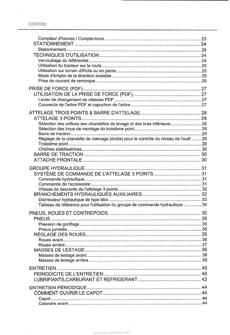 Troisième page du Manuel utilisateur tracteur Kubota B2420