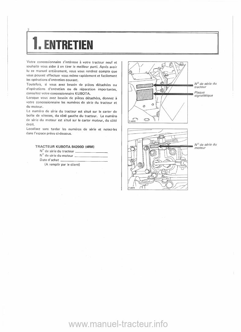 Sixième page du Manuel de l'utilisateur Kubota B4200 