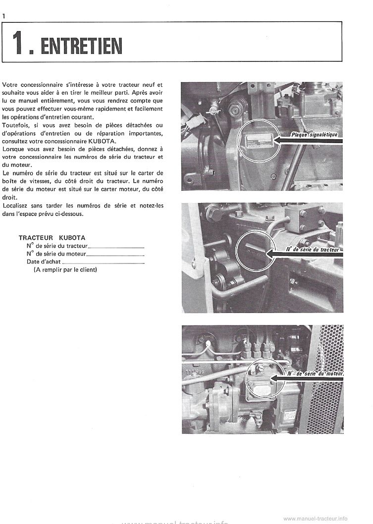 Troisième page du Manuel utilisateur Kubota L185N L185DT L245N L245DT