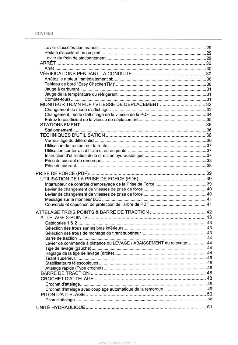 Troisième page du Manuel utilisateur tracteurs Kubota M6040 M7040