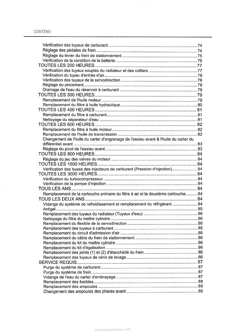 Cinquième page du Manuel utilisateur tracteurs Kubota M6040 M7040