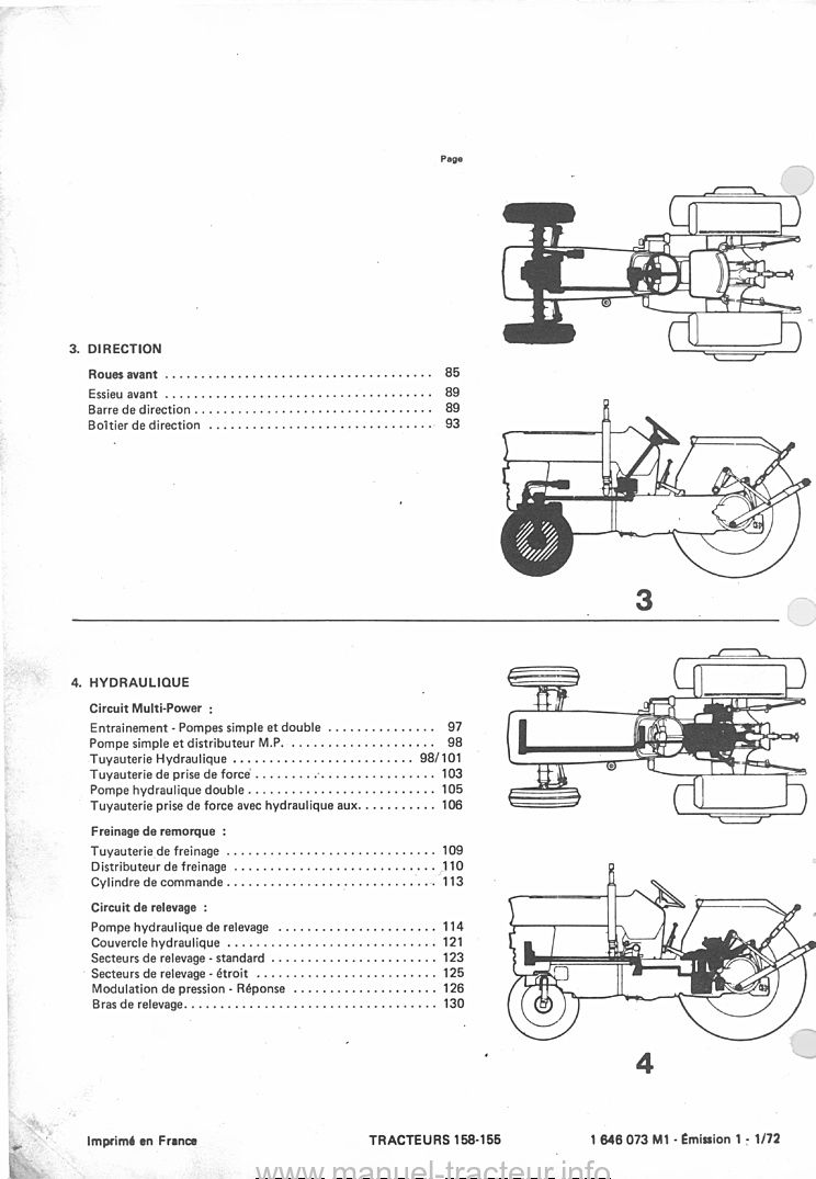 Quatrième page du Catalogue pièces détachées MASSEY FERGUSON MF 155 158