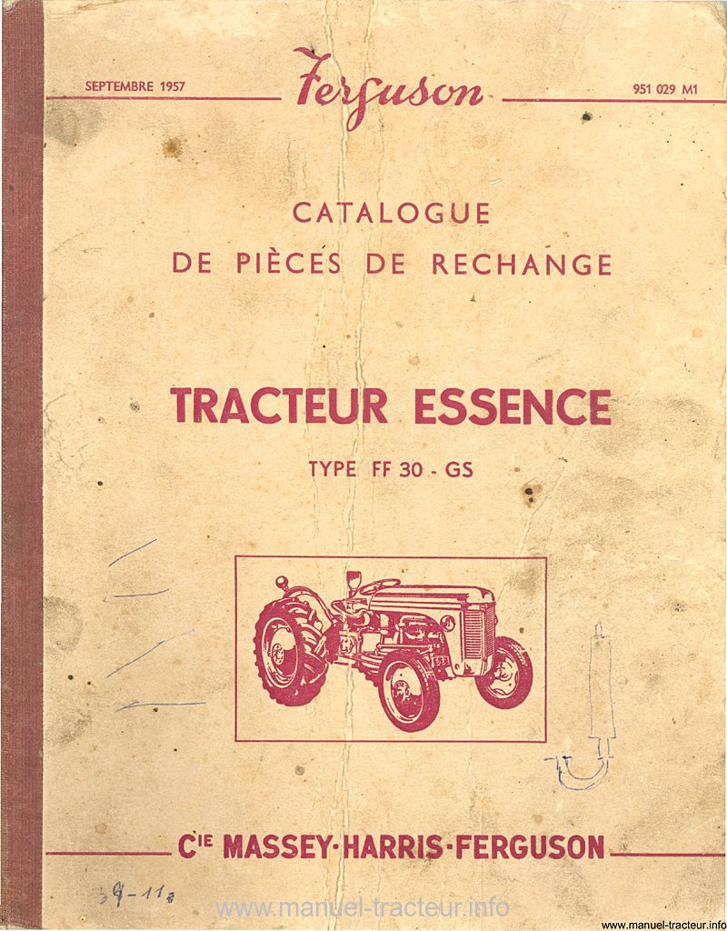 Première page du Catalogue pièces détachées FERGUSON FF 30 GS