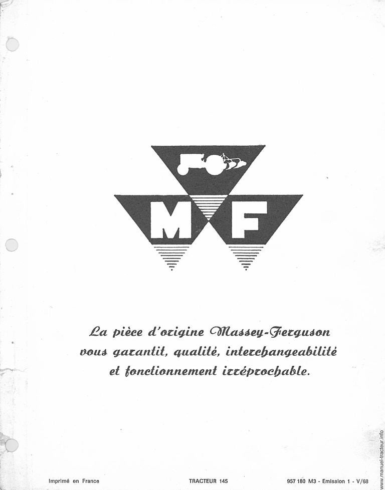 Deuxième page du Catalogue pièces rechange MASSEY FERGUSON MF 145