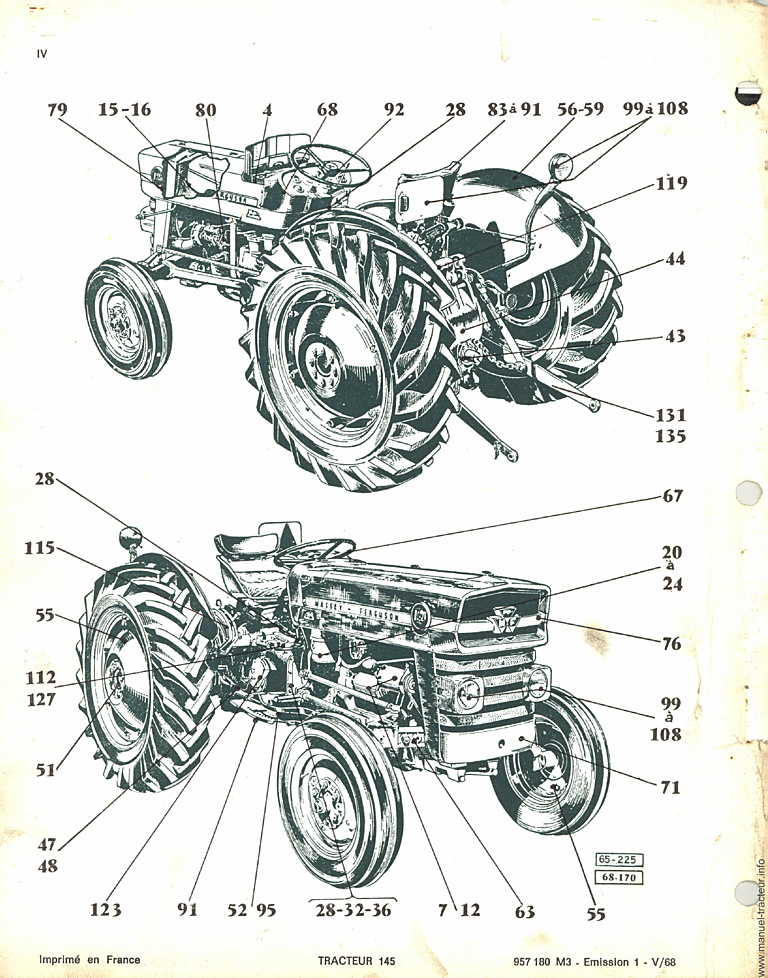 Cinquième page du Catalogue pièces rechange MASSEY FERGUSON MF 145