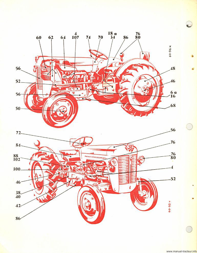 Troisième page du Catalogue pièces rechange MASSEY FERGUSON MF 825 Standard