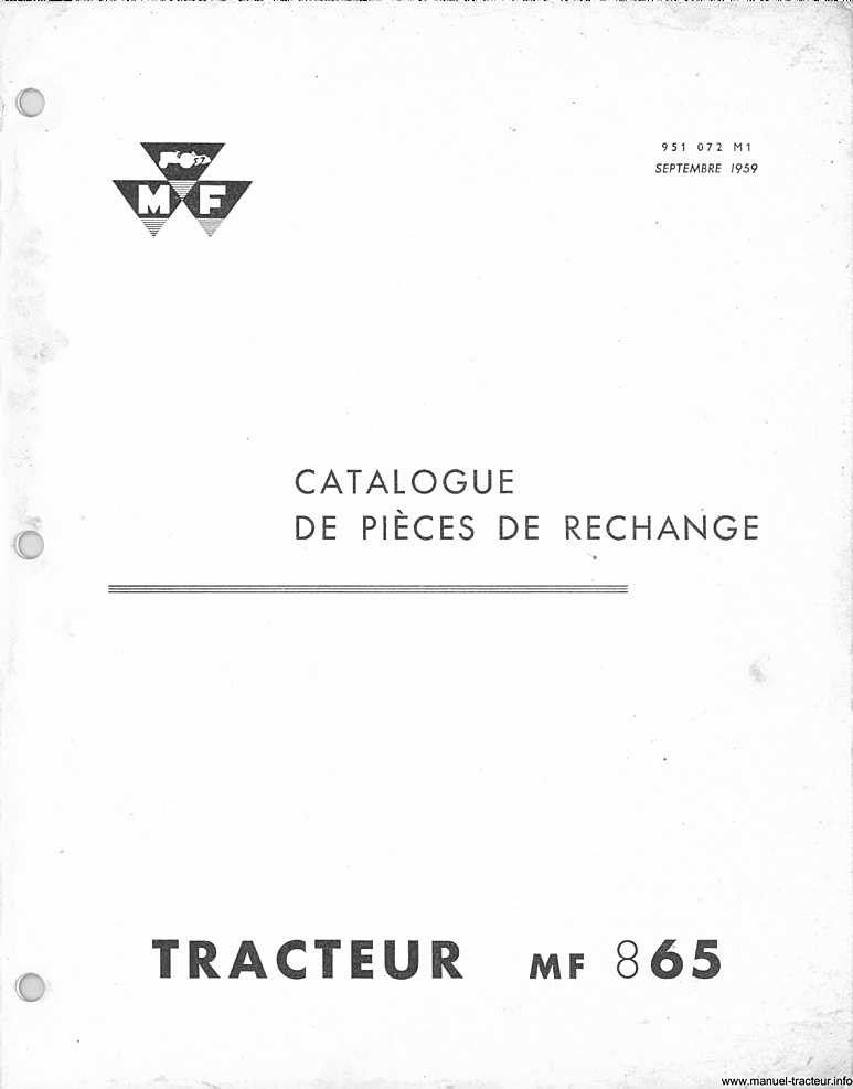 Deuxième page du Catalogue pièces rechange MASSEY FERGUSON MF 865