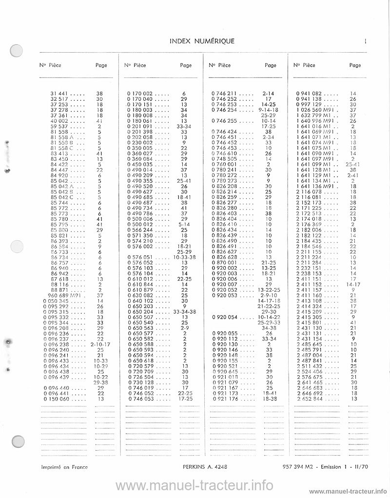 Quatrième page du Catalogue pièces détachées moteur Perkinks A4_248