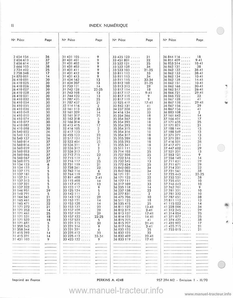 Cinquième page du Catalogue pièces détachées moteur Perkinks A4_248