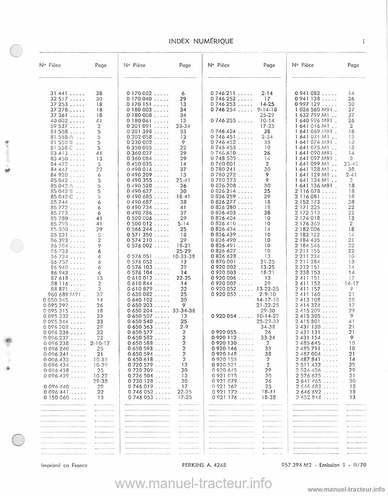 Sixième page du Catalogue pièces détachées moteur Perkinks A4_248