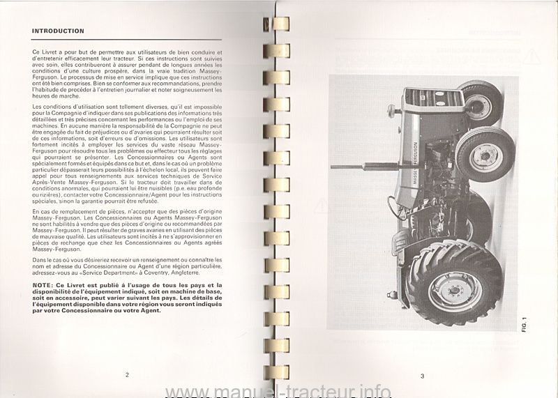 Quatrième page du Livret entretien MASSEY FERGUSON MF 265 275 290