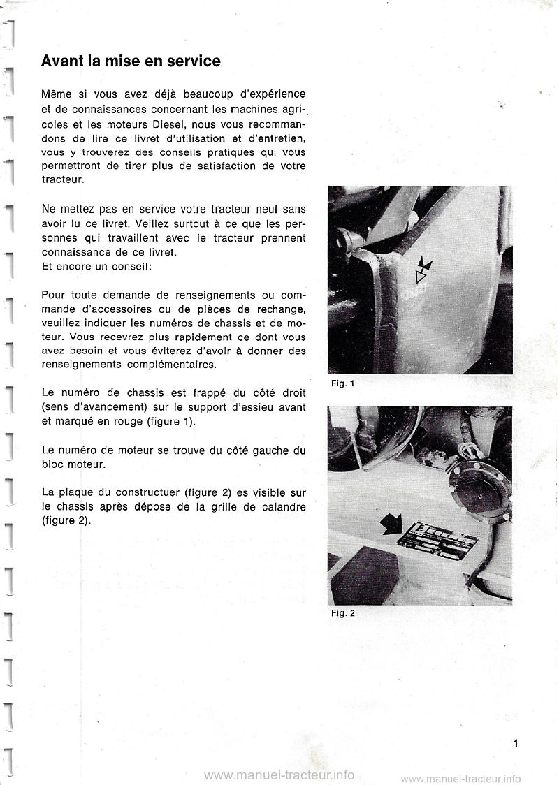 Troisième page du Livret Entretien tracteur MF 1132