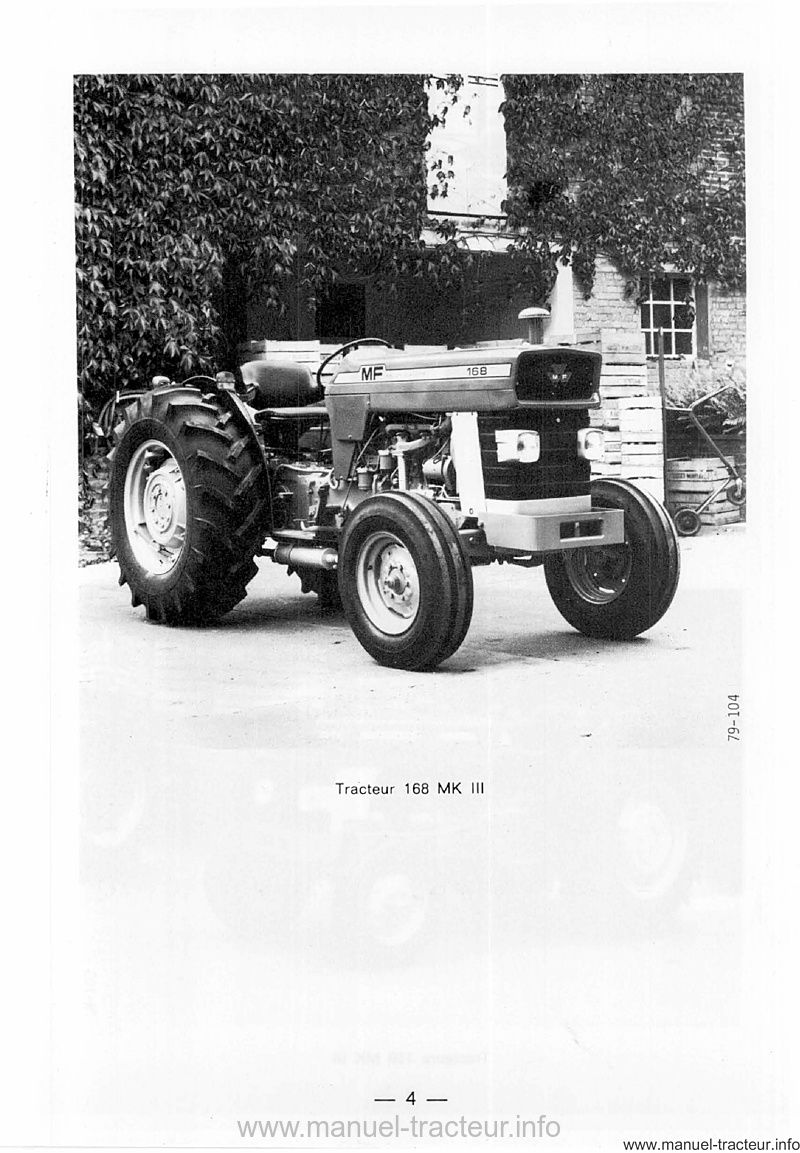 Sixième page du Livret entretien MASSEY FERGUSON MF 152 158 168 MK III