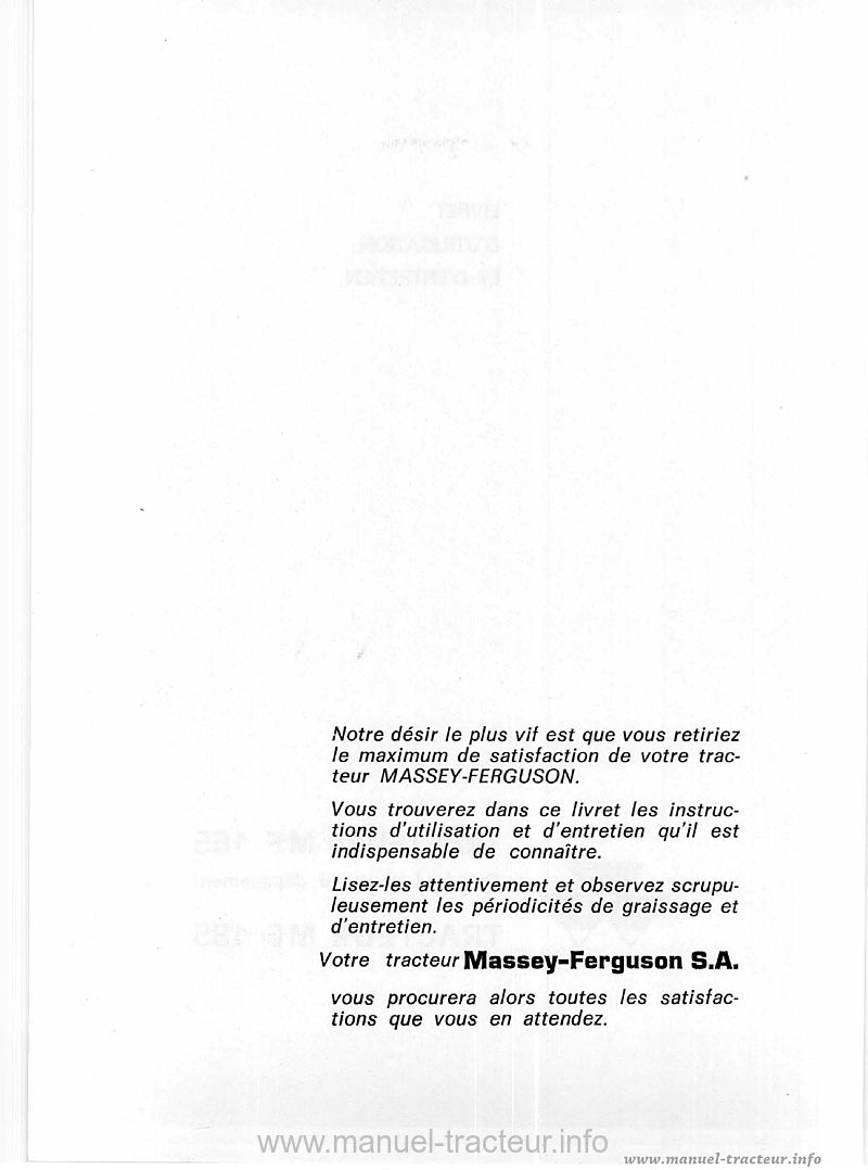 Quatrième page du Livret entretien MF 185 165