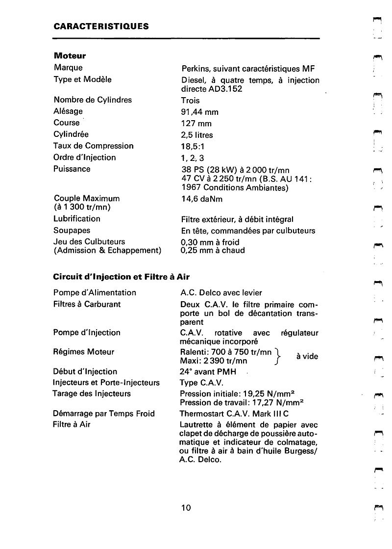 Quatrième page du Livret d'utilisation et d'entretien pour le tracteur Massey Ferguson 230