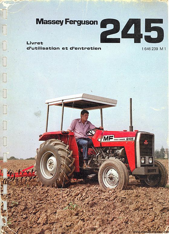 Première page du Livret entretien MASSEY FERGUSON MF 245