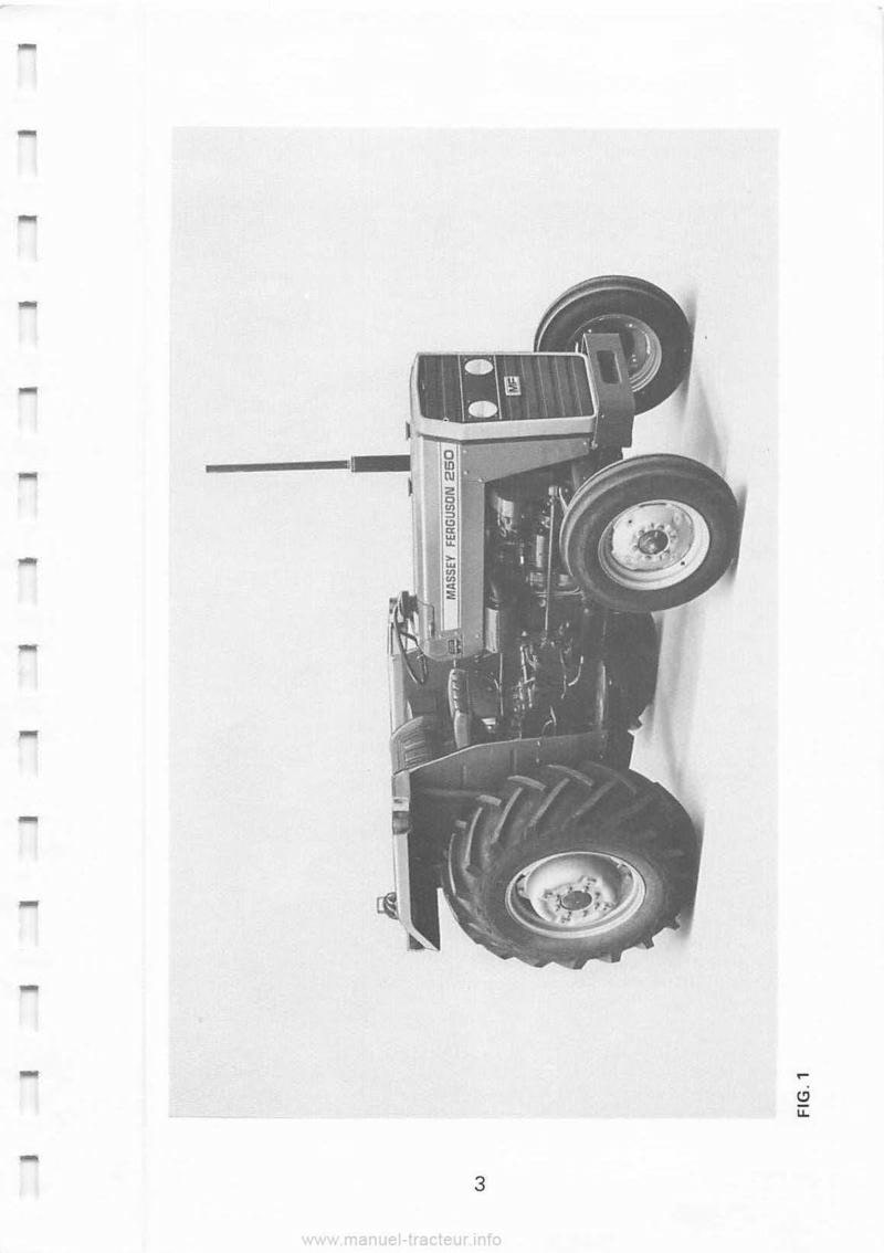 Troisième page du Livret d'entretien tracteur MF 250