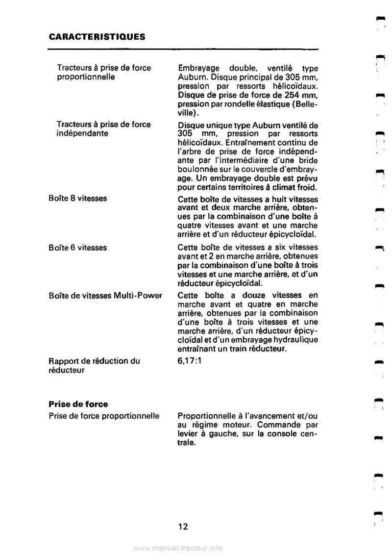 Sixième page du Livret d'entretien tracteur MF 250