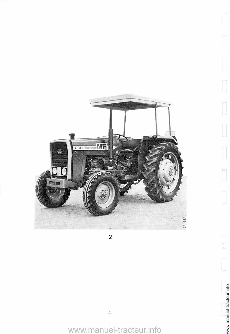 Sixième page du Livret entretien MASSEY FERGUSON MF 260