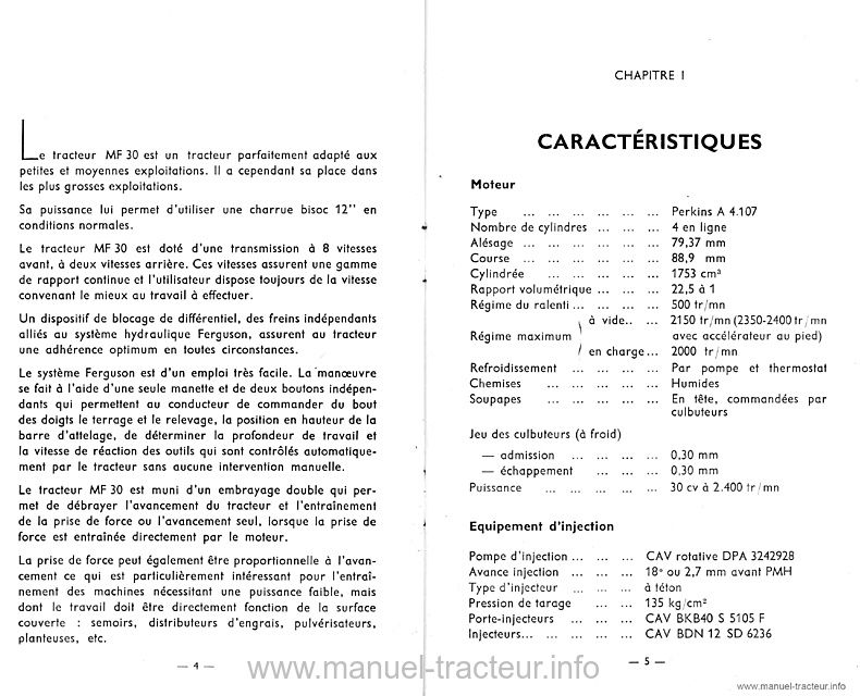 Quatrième page du Notice entretien MF 30