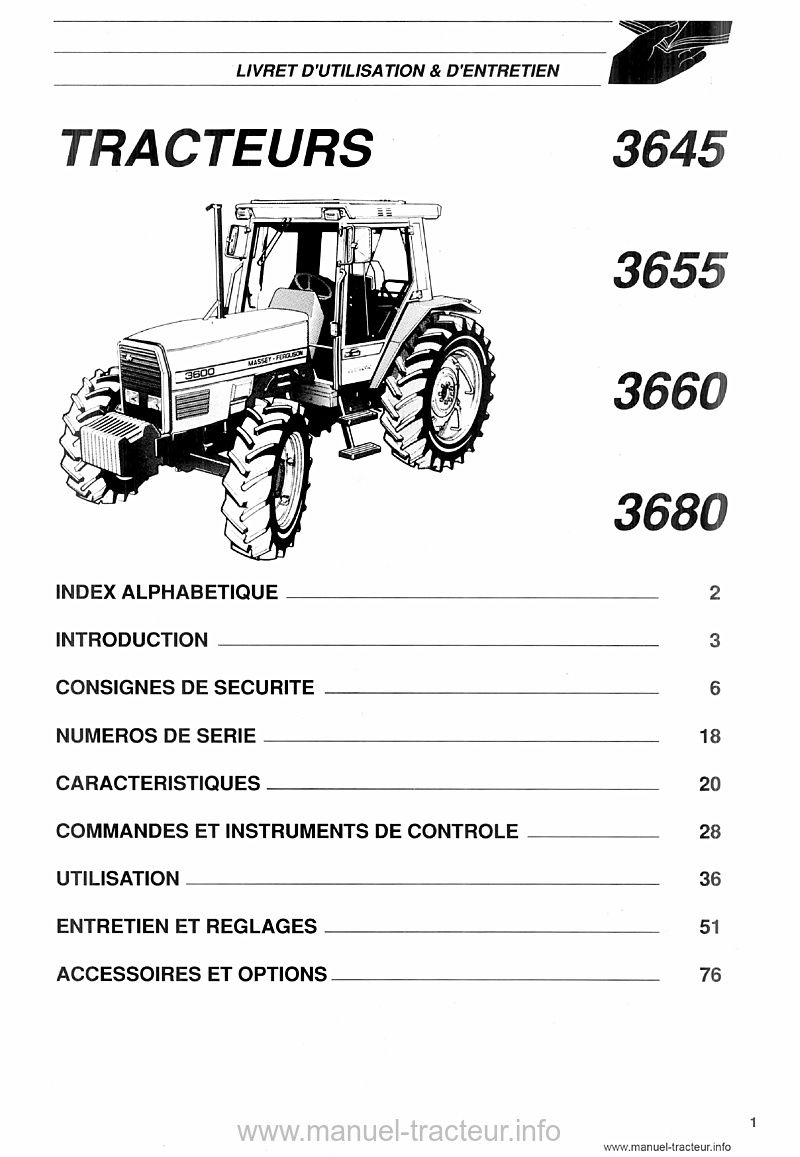 Deuxième page du Livret entretien MF 3645 3655 3660 3680